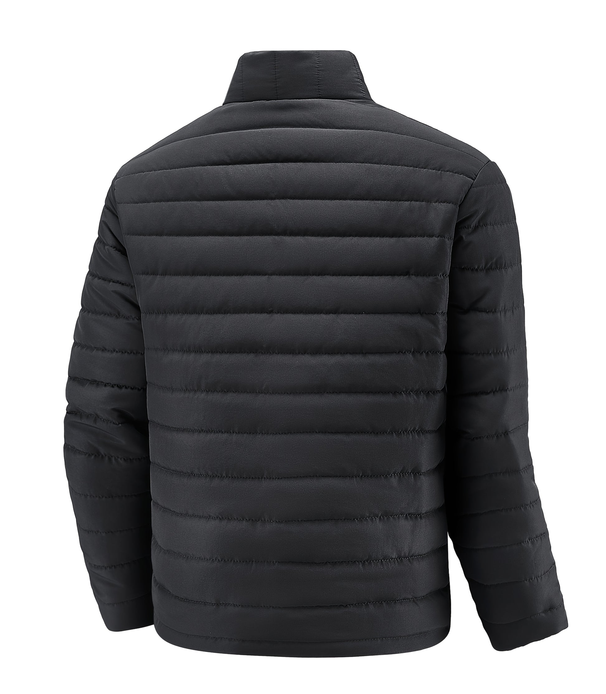 Men's Winter Stylish Padded Coat, Slim Fit Stand Collar Warm Jacket, Men's Plus Size -padded Padded Jacket - ayq