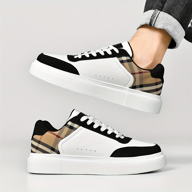Men's Fashionable Street Sneakers - Comfortable & Non-Slip for City Exploration & Outdoor Activities - Robust Lace-Up Skate Shoes Suitable for Casual Attire