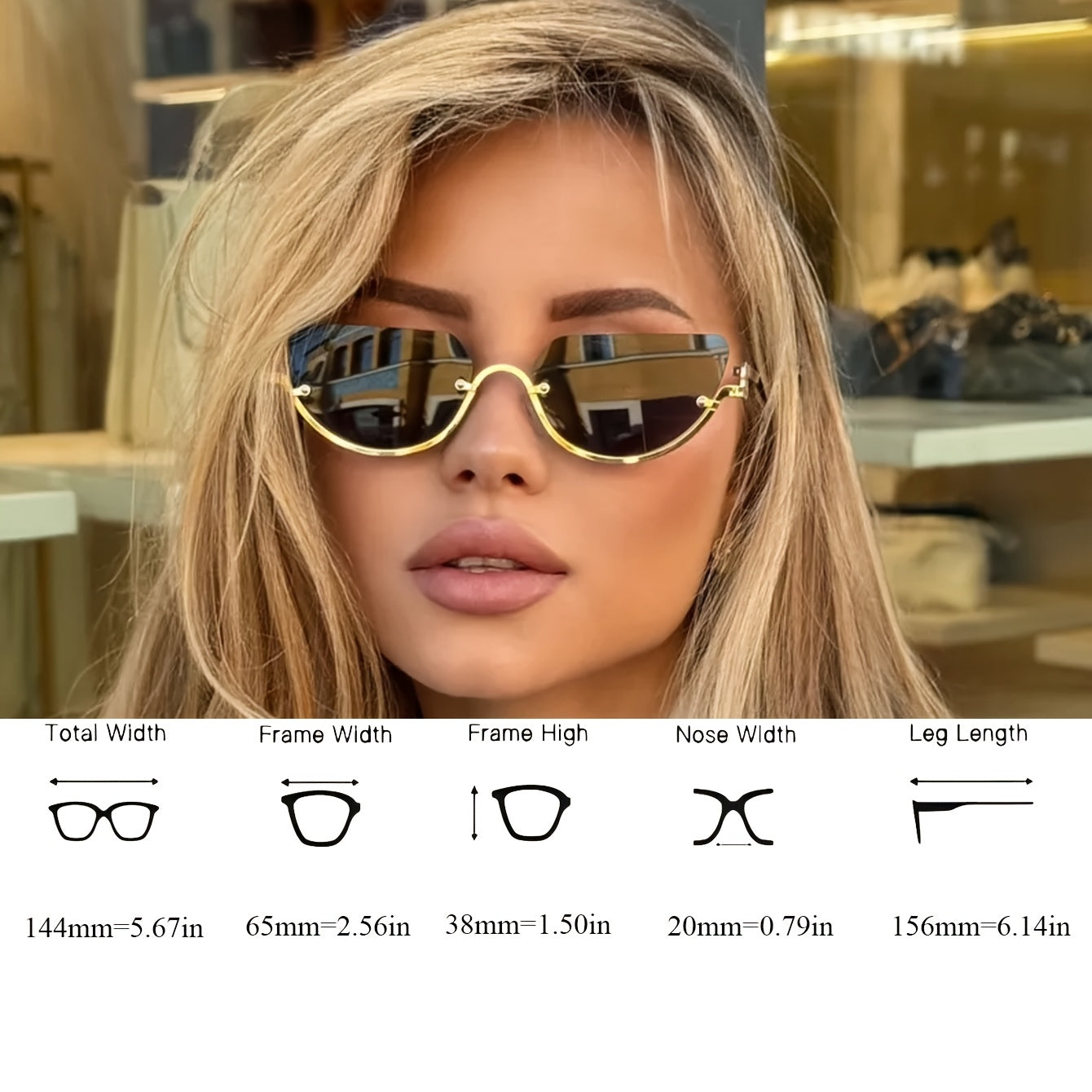 Vintage Half-Frame Women's Cat-Eye Glasses Zinc Alloy Metal