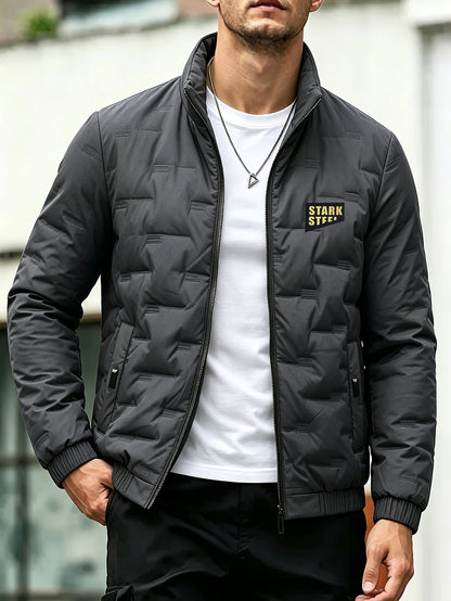 Men's Casual Stand Collar Thickened Outer Jacket for Fall Winter