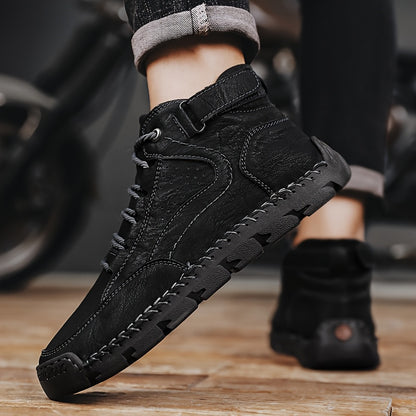 Men's Breathable Lace-Up Short Hiking Boots with Rubber Sole