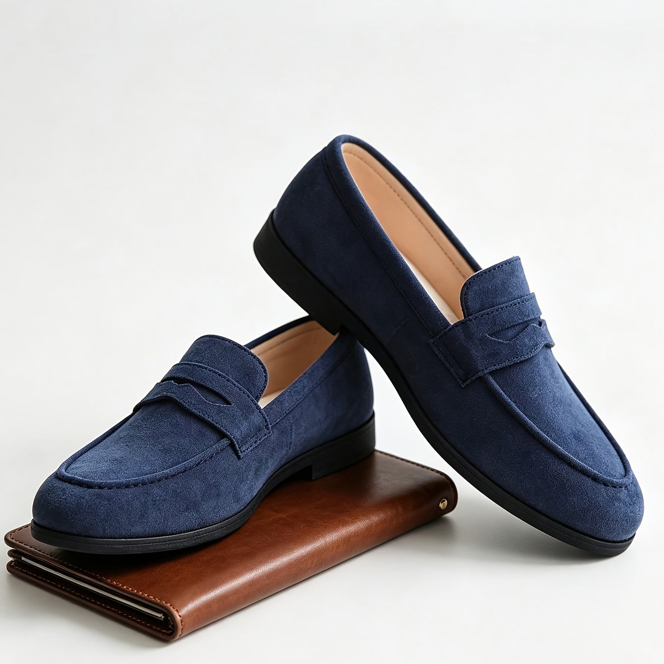 Men's PU Slip-On Loafers with Thick Sole and Round Toe