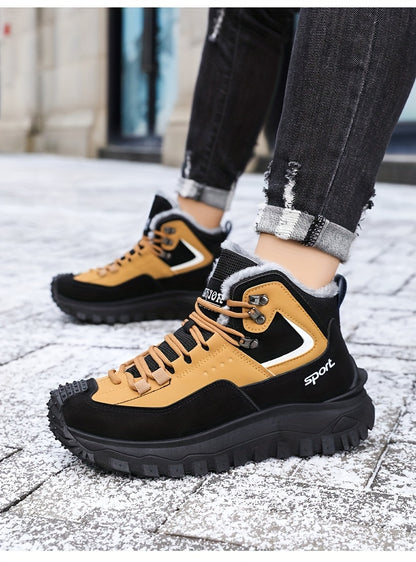 Men's Outdoor Hiking Shoes - Multi-Terrain Breathable Athletic Sneakers for Gym Training, High Elasticity Support & Anti-Slip Design, Lightweight and Warm Snow Sports Footwear