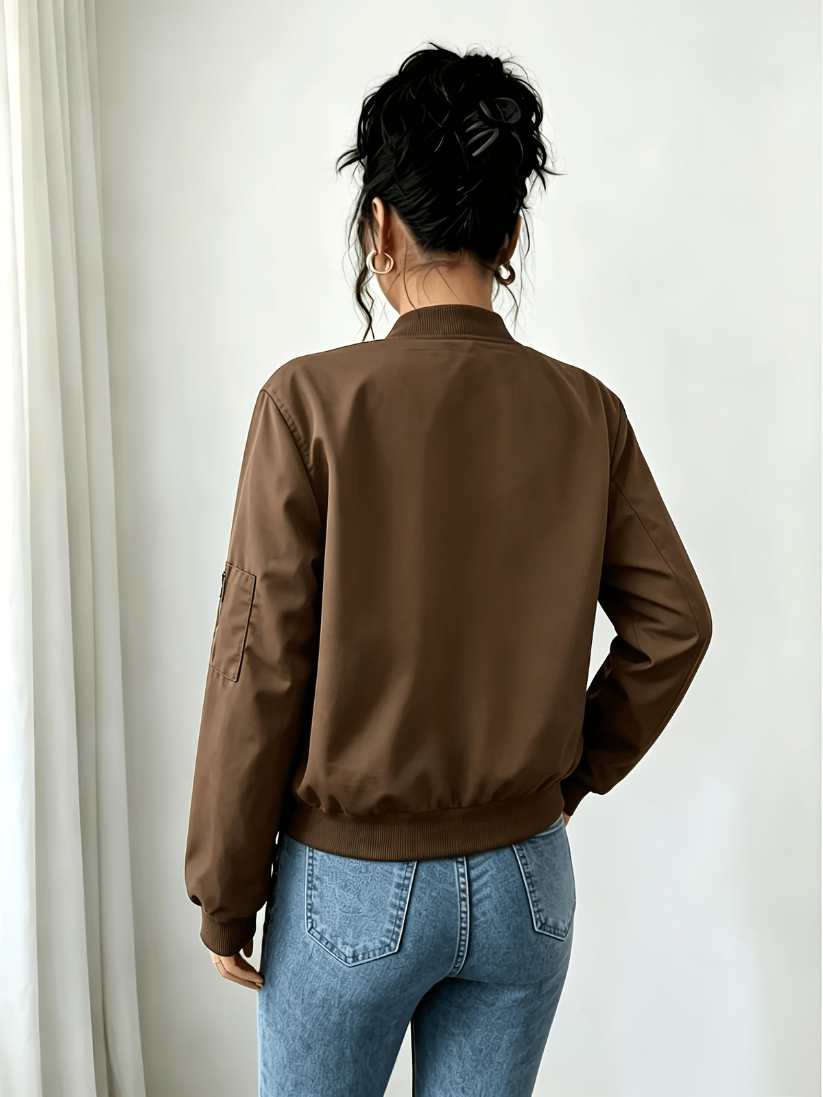 Women's Casual Y2K Zip-Up Baseball Jacket with Pockets