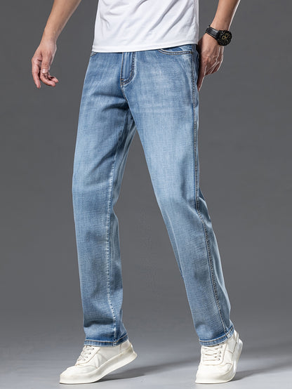 Geng Yuanshi High-End Summer Men's Jeans New Trend Fashion Straight-Leg Light Business Stretch Denim Pants