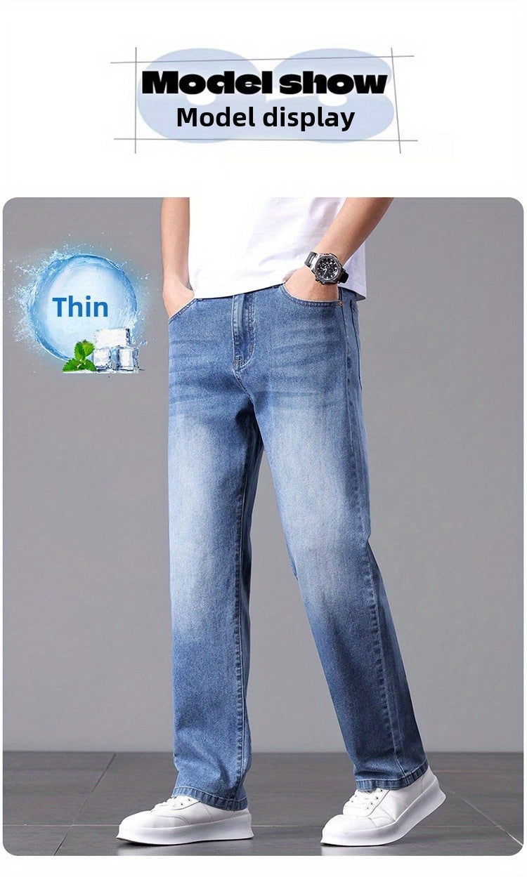 Men'S Stretchy Long Pants, Stylish And Versatile, Slim Fit, Breathable, Trendy Denim Trousers for Spring And Summer.