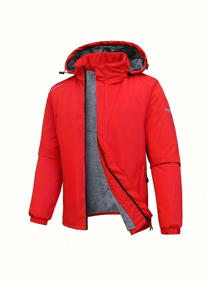 Men'S Fleece Jacket - Full-Zip Hooded Coat with Zippered Pockets, All-Season Lightweight Outerwear for Gym, Hiking, Everyday - - Easy-Care Polyester Jacket for Teens & Adults, Gym Apparel, Sporty Design, Durable Fabric, Activ