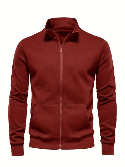 Men'S Lightweight Breathable Zip-Up Jacket - Casual Outdoor Windbreaker with Kangaroo Pocket, Soft Shell Design for Hiking, Fishing, Gym & Streetwear - Spring/Fall Layering Essential, Fishing Attire, Stylish Stand Collar, Dur