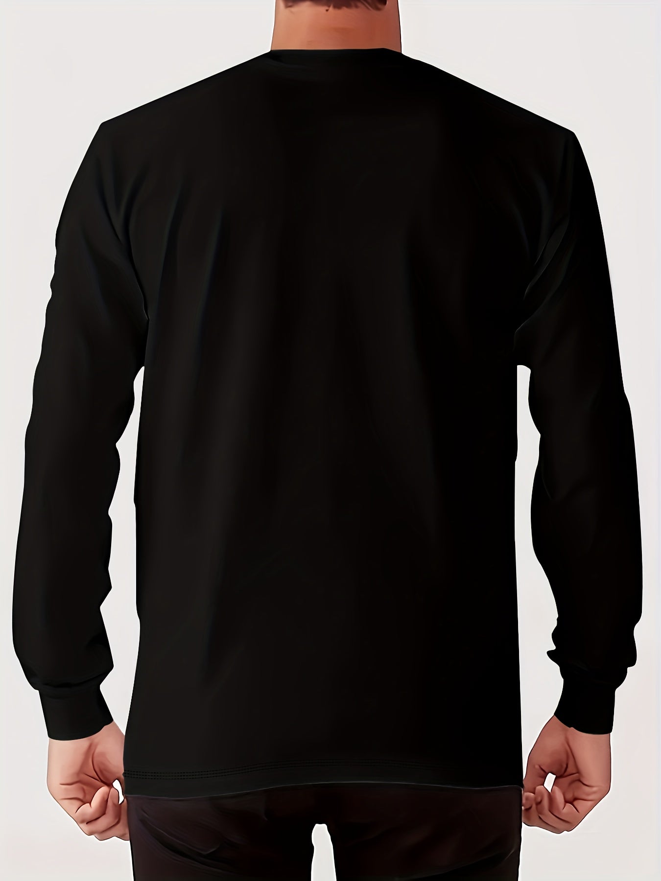 Men'S Happy New Year Graphic T-Shirt - Casual Long Sleeve Crew Neck, White with Black Lettering & Festive Design, Loose Fit for Spring/Fall, Perfect for Casual Attire, Festive Clothing | Festive Graphic Tee | Comfortable Fit