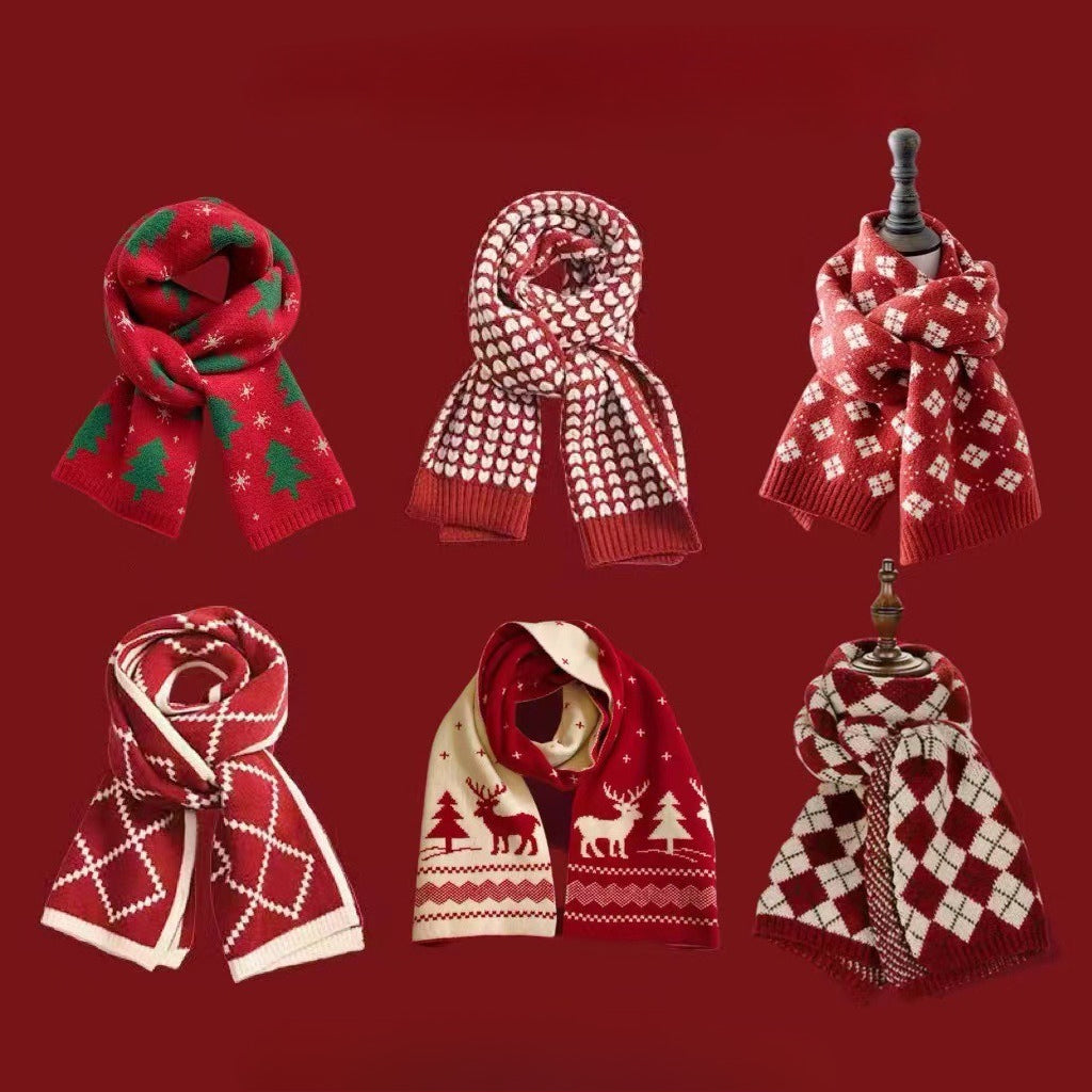 Կարմիր և կանաչ տոնածառի շարֆ - կանացի աշնանային/ձմեռային տաք շարֆ, բազմակողմանի ուսանողների և զույգերի համար, Սուրբ Ծննդյան նվեր կարմիր և կանաչ պարանոցի տաքացուցիչ, էլեգանտ բարձրակարգ շարֆ կանանց համար, տղամարդկանց ձմեռային շարֆ