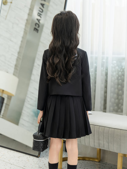Girls' Preppy JK Uniform Suit Set Dress Skirt Two-Piece