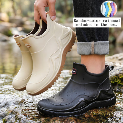 Men's Lightweight Short Rain Boots with Slip-On Comfort