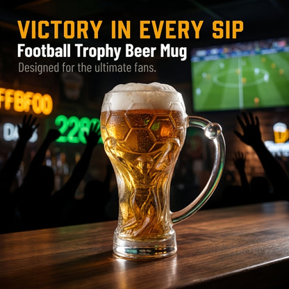 Large Capacity Football-Themed Glass Beer Cup with Plaid Design