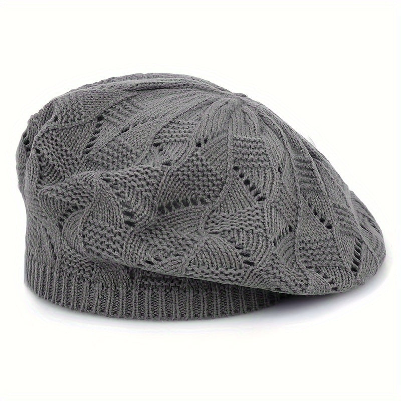 Hollow Out Breathable Beret Hats Casual Solid Color Painter Cap Elastic Berets For Women daily use