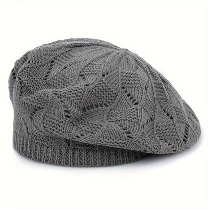 Hollow Out Breathable Beret Hats Casual Solid Color Painter Cap Elastic Berets For Women daily use