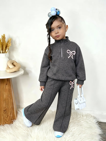 Baby Girl Two-Piece Fleece Hoodie and Pants Set for Fall/Winter