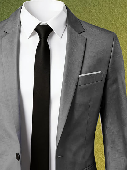 Men's Casual Slim Fit Solid Color Suit Jacket - Lightweight