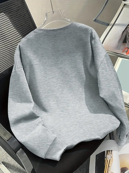 Men's Happy New Year 2026 Print Round Neck Sweater - Casual Long Sleeve Pullover with Chinese/English Lettering, Machine Washable Winter Sweaters for Parties, Daily Wear & New Year Gifts (Happy 2026 Design)