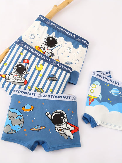 Boys' Cotton Boxer Briefs - 4 Pack, Cute Cartoon Print