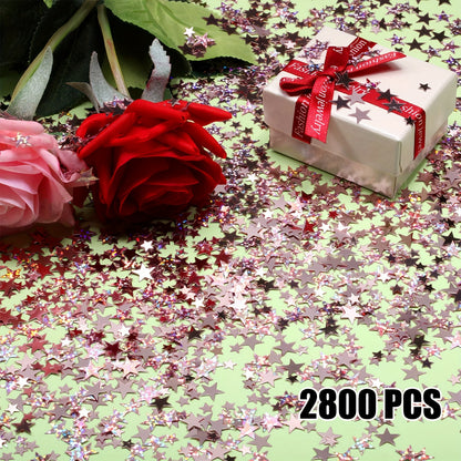 1200/2800pcs Sparkling Star-Shaped Confetti - Golden & Rose Golden Plastic Party Decorations for Halloween, Christmas, Weddings, Birthdays, Graduations, and Holiday Celebrations, Festive Table Decorations, Celebration Accesso