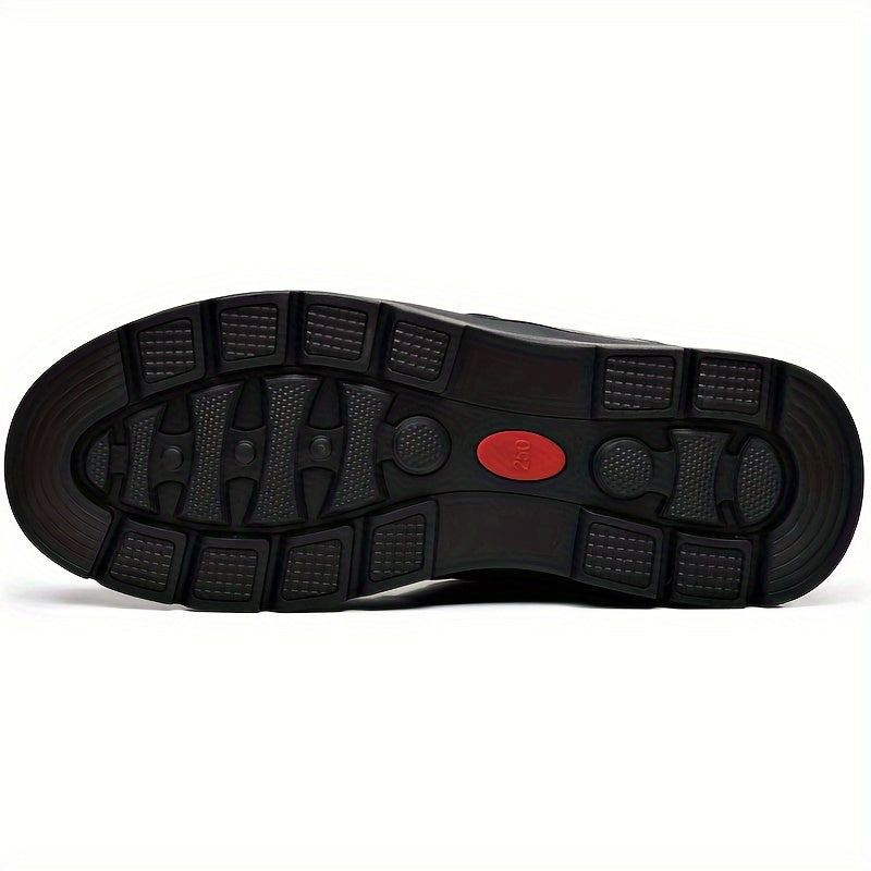 Տղամարդկանց իսկական կաշվե ձմեռային ձնագնացքներ - Կարճ կոճակոշիկներ ռետինե ներբանով, ցրտի դիմացկուն կոշիկներ սառույցի և ձյան համար, ամուր ճկունություն (հասանելի է լայն չափս) - Իդեալական է դահուկի համար և բացօթյա գործունեության համար (ոչ)