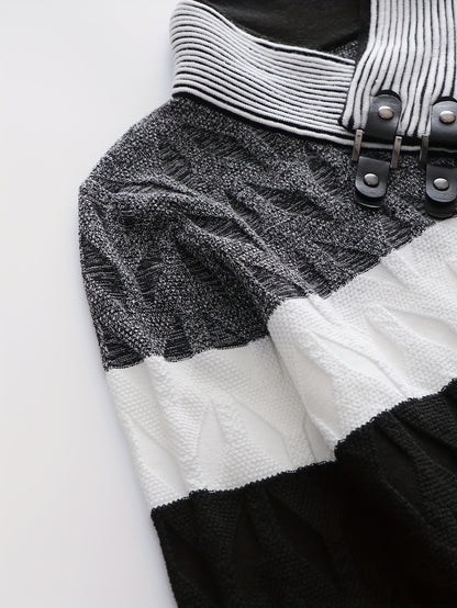 Men'S Fashion Knit Pullover with a Collar for Warmth