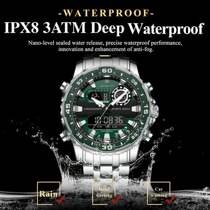 Men's Streetwear Digital Watch with Luminous Dual Display