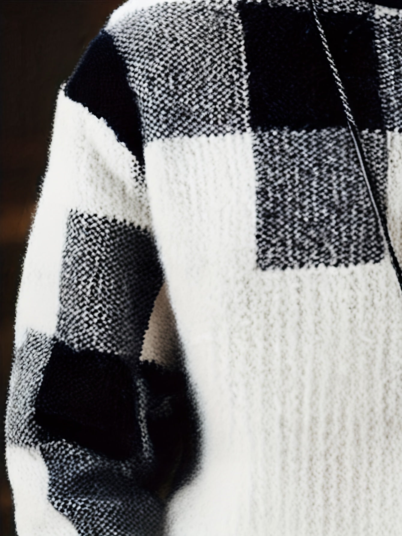 Տղամարդու կլոր վզնոցով սվիտեր, աշնանային և ձմեռային նոր ոճեր, նորաձև և բազմակողմանի, դիմացկուն, հաստ և տաք, երկար թևքերով, վանդակավոր նախշերով, մաշկին հարմար, հարմարավետ, փափուկ, երիտասարդական և նորաձև, նեղ չափսերով, նորաձև, գործնական