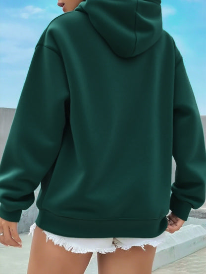 Women's Hooded Sweatshirt, Christmas Fashion Loose Elegant Long Sleeve Drawstring Hoodie, Atmospheric Print Red/Dark Green/Tender Pink/Violet Hooded Sweatshirt, Holiday Gift, Women's Clothing