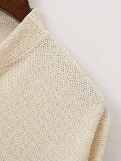 Men's Lightweight Jacket with Stand-Up Collar - Zippered Front Closure, Regular Fit Casual Coat for Everyday & Formal Wear - Spring/Fall Outerwear in White/Neutral Tones - Easy Care Zipper Jacket