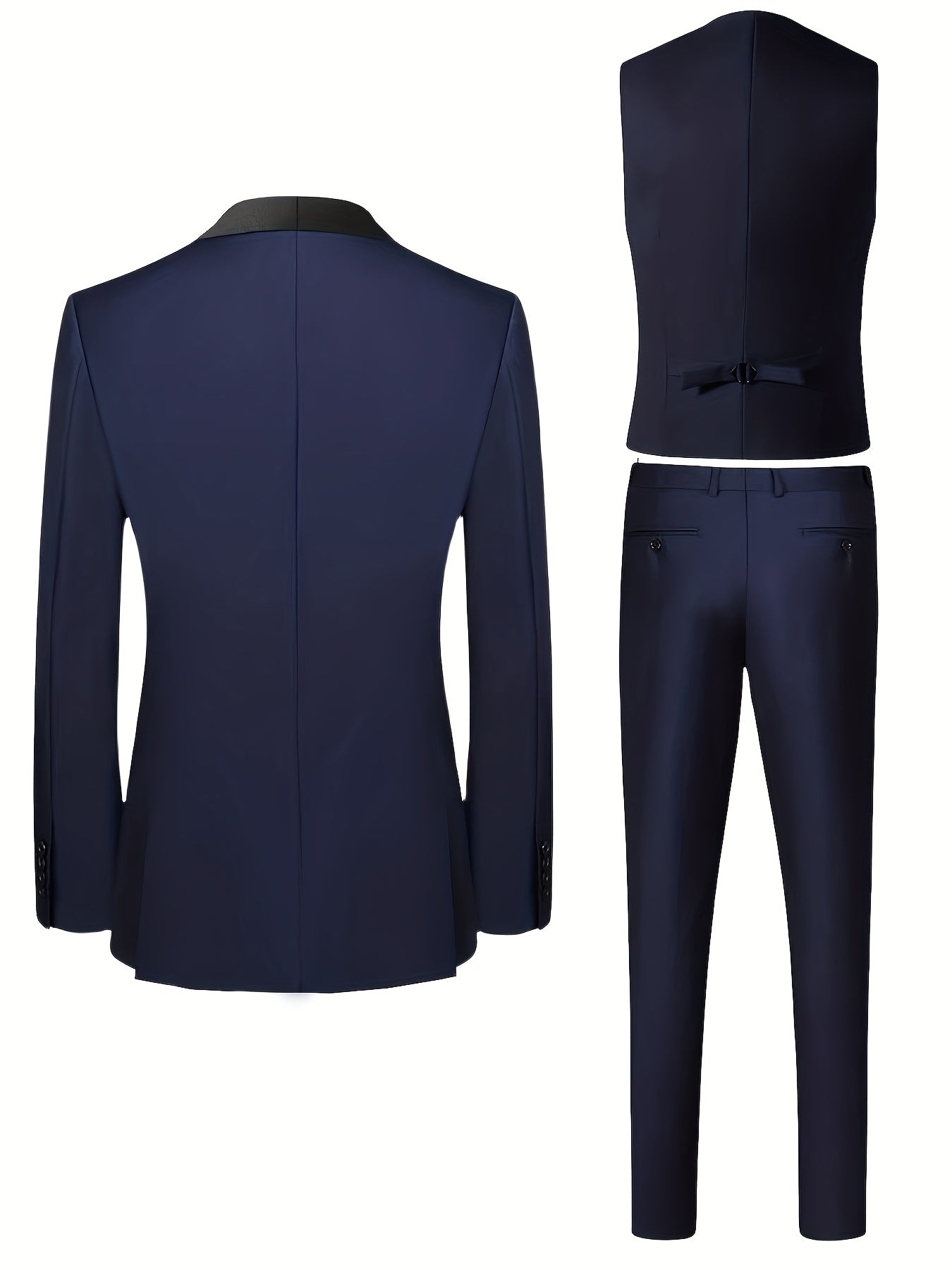Men's 3-Piece Polyester Suit with Vest and Pants, Formal Workwear