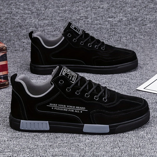 Men's Fashion Street-Inspired Low-Top Skateboard Sneakers, Comfort Anti-Slip Lace-Up Athletic Shoes, Universal Fit Casual Running Footwear, All-Season Solid & Stripe Pattern, PU Upper Fabric Insole Rubber Sole
