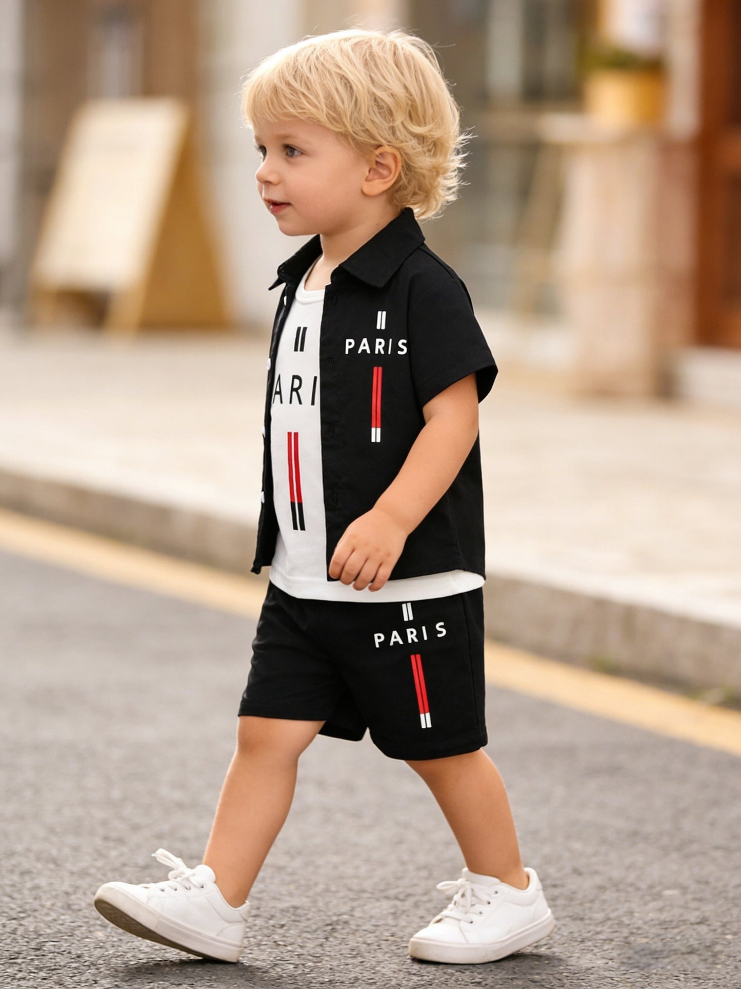 Baby Boy's 3-Piece Spring Summer Set with Paris Print
