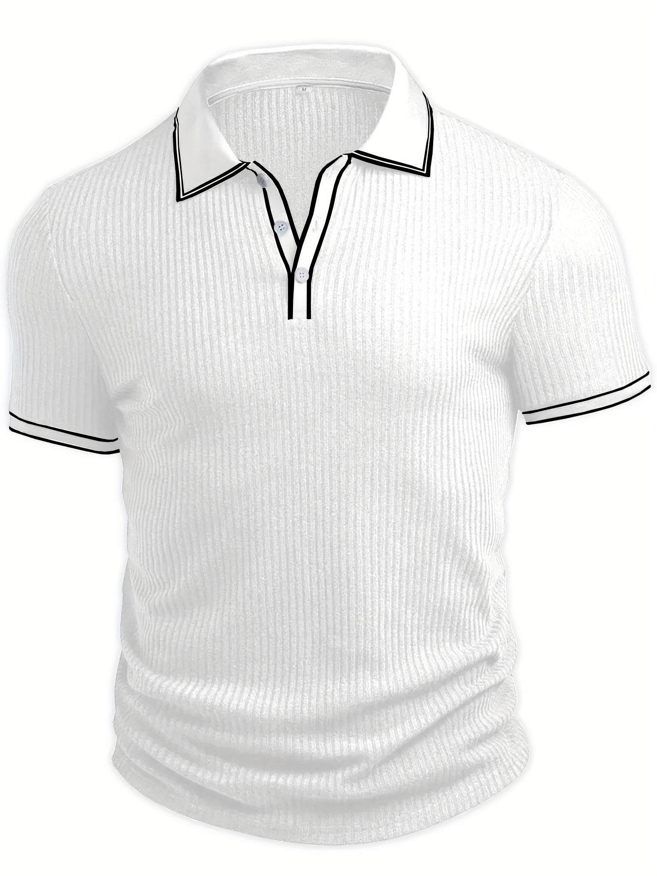 Men's Summer Casual Polo Shirt with Contrast Collar