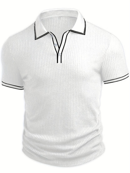 Men's Summer Casual Polo Shirt with Contrast Collar