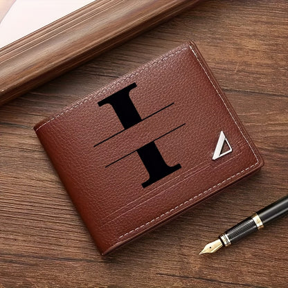 Custom Letter Solid Color Men's Wallet, Black Stylish Foldable Card Holder, Casual Men's Coin Purse, Suitable as a Birthday Gift for Husband, Holiday Anniversary Gift