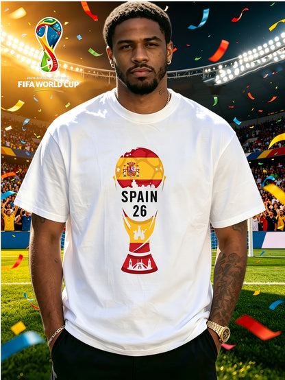 2026 USA Canada Mexico Football Themed Cotton T-Shirt