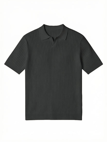 Men'S Summer Short Sleeve Polo Knit Shirt | Casual Solid Color Pullover, Suitable For Daily Wear, Outdoor Activities, And Street Style - ayq