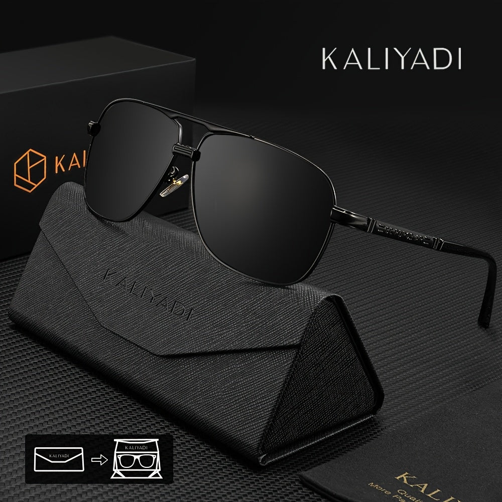 Men's Classic Polarized Sunglasses with Case - Casual Metal Frame