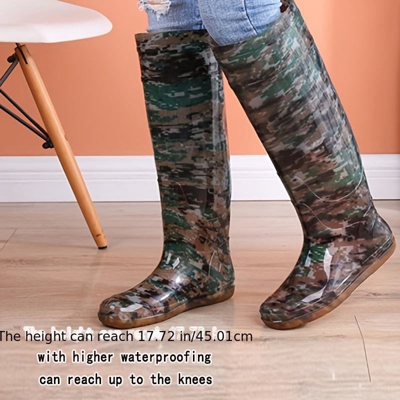 Unisex High-Top PVC Rain Boots with Durable Sole for Outdoor Use
