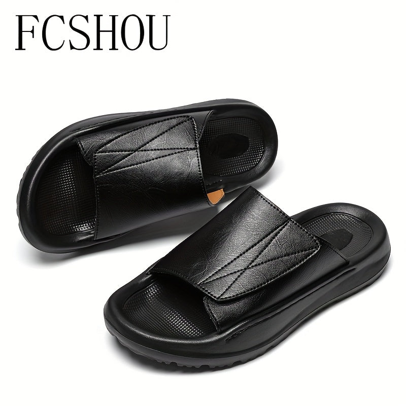 Men's Summer Outdoor Slippers Split Leather Slip-On Sandals