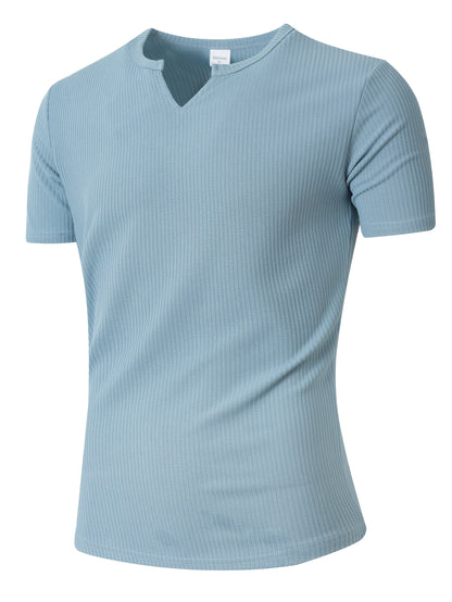 Men's Slim V-Neck Casual Short Sleeve T-Shirt for Summer