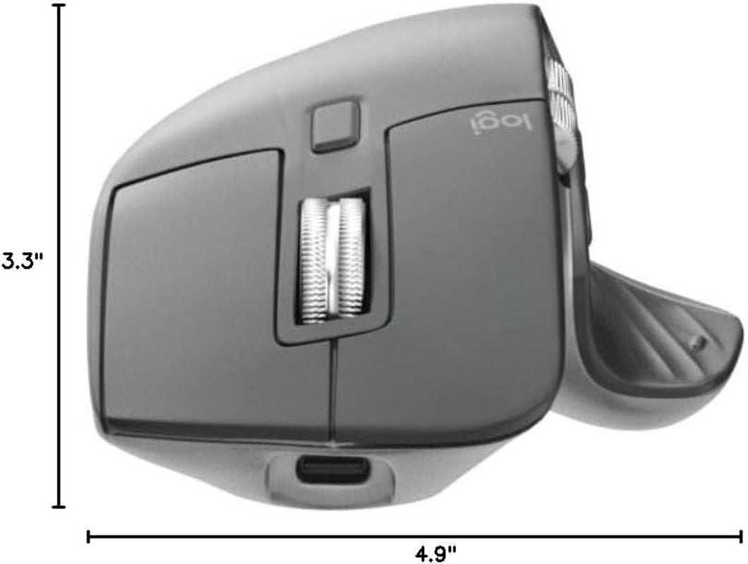 Logitech MX Master 3S for Mac - Wireless Bluetooth Mouse with Ultra-Fast Scrolling, Ergo, 8K DPI, Quiet Clicks, Track on Glass, Customization, USB-C, Apple, Ipad - Space Grey