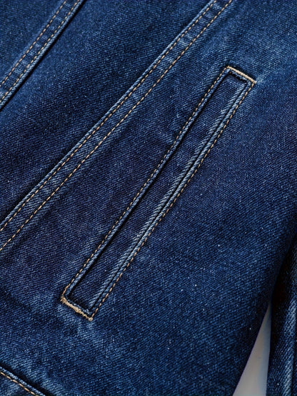Men's Chic Washed Denim Jacket, Casual Street Style Button Up Contrast Stitching Jacket For Fall Winter
