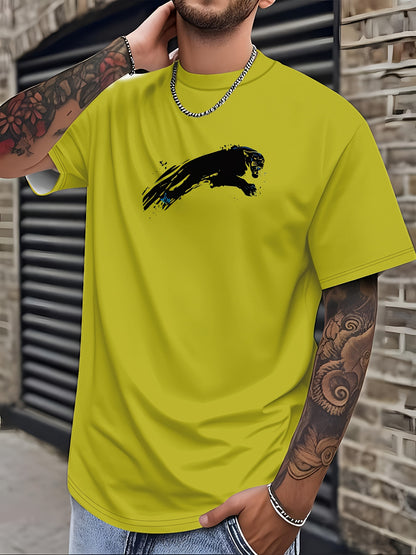 Men'S Bold Black Graphic T-Shirt - Lightweight Everyday Casual Tee for Sports  Formal Events - Breathable Round Neck Shirt - Easy-Care Everyday Essential Top, Sports Friendly Apparel, Modern Casualwear, Comfortable Fit, Stre