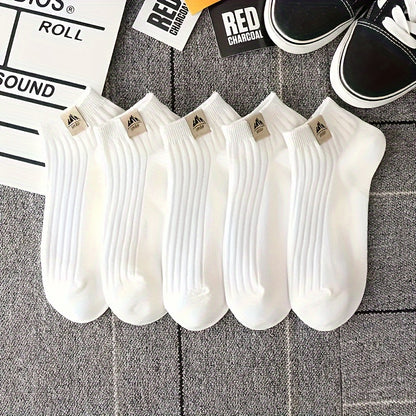 5/10 Pairs of Men'S Fashionable Crew Socks - Anti-Odor, Comfortable, Breathable, Suitable for All Seasons