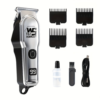 A Professional Men'S Electric Hair Clipper Set with an LED Display, an Electric Shaver, Four Guide Combs for Zero-Gap Cutting, a Small Brush, TYPE-C Charging, Perfect As a Gift for Men, Father'S Day Presents - ayq