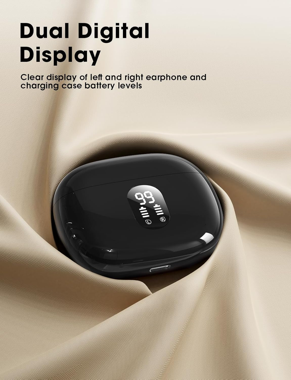 Wireless Earbuds, Bluetooth Ear Buds with Big Bass Stereo Sound, 48 Hours Playtime, Lightweight In-Ear Fit Earphones, IPX7, Hands-Free Calls with AI for Iphone, Android, Pad, Sports, Workout