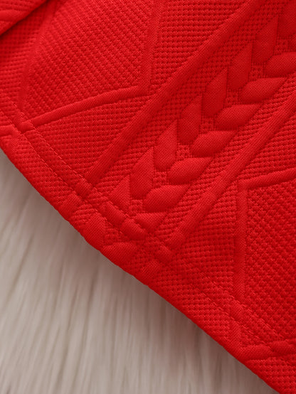 1 հատ նորաձև, միակուրծք, ժապավենաձև, սպիտակ օձիքով զգեստ աղջիկների համար, կարմիր Սուրբ Ծննդյան և Նոր տարվա մանկական հանդերձանք