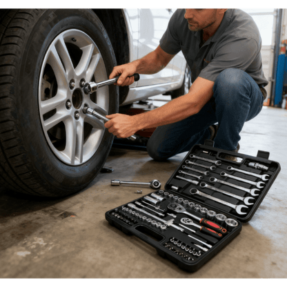 82pcs Multi-Functional Repair Tool Set | Comprehensive Kit for Automotive, Furniture, and Bicycle Mechanics, Metal Socket Wrench Set, Reinforced Material, Suitable for All Scenarios